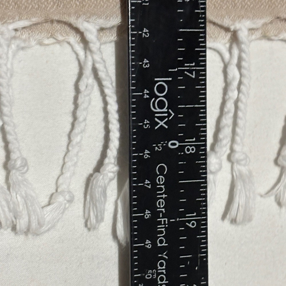 Gold Case Turkish Hand Towel Unisex OS Tan White Striped Cotton Fringe Farmhouse - Picture 3 of 4